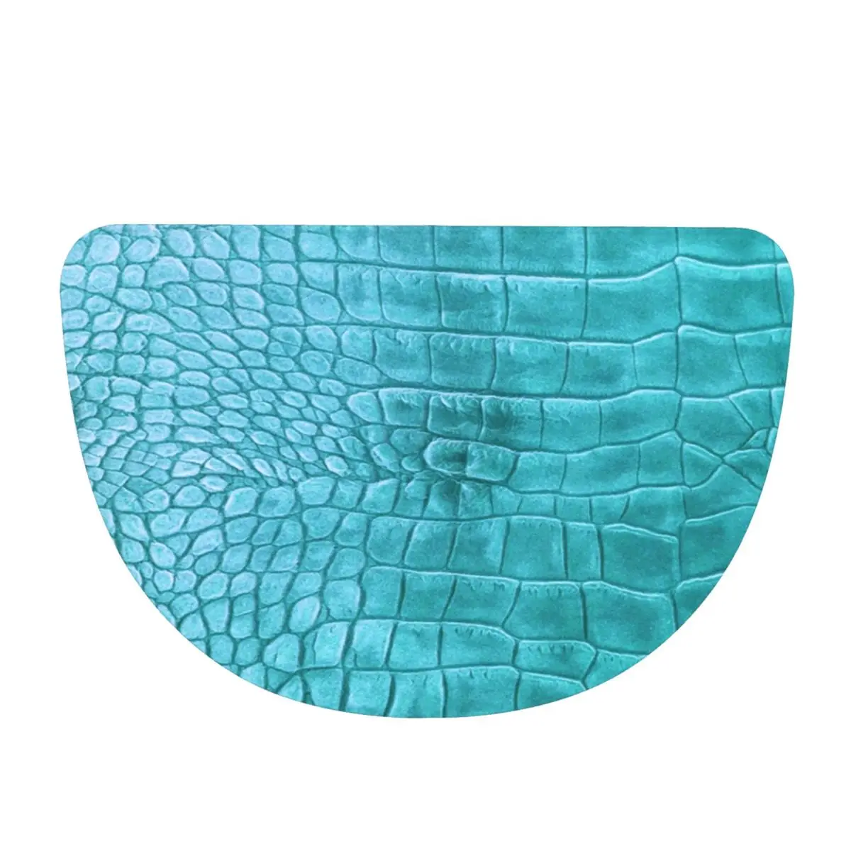 CROCODILE LEATHER BLUE Soft Flannel Half Round Doormat Non Slip Bathroom Mat Absorbent Floor Carpet for Garage