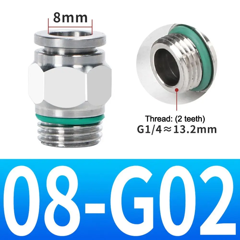 Stainless Steel Pneumatic Quick Connector External Thread Straight Pneumatic Air Fitting Push in Connect Corrosion Resistant