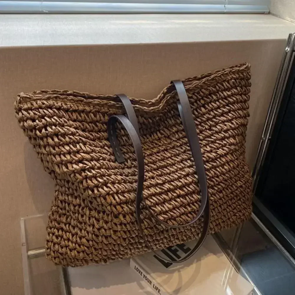 CTB4-Sac à Main Tissé en Paille de Luxe pour Femme, Fourre-Tout de Grande Capacité, Décontracté, à la Mode, Plage, Simple, Nouveauté Été