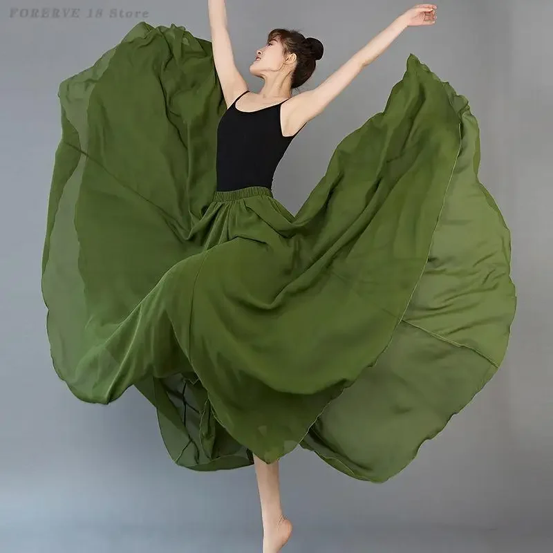Grote Swing Rok Vrouwelijke Buikdans Rok Zigeuner Lange Rokken Plooirok Chiffon Flamenco Praktijk Dansvoorstelling Kostuums