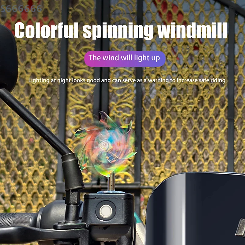 

Motorcycle Handlebar Windmill Handlebar LED Windmill Decor For Electric Scooter Cute Shape Cycling Part For Car Dashboard Motorc