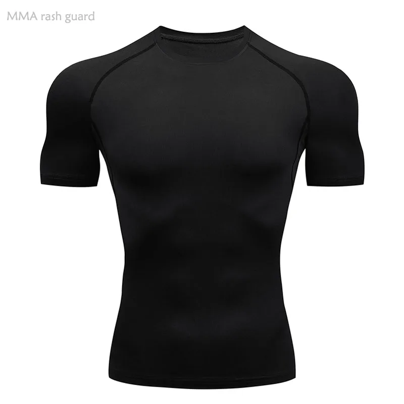 Compression Short Sleeve Shirt Black Fitness T-Shirt Men's Running Sports Top Quick Drying Gym Workout Summer Sportswear