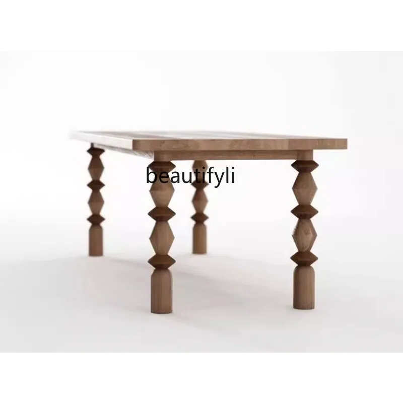 American-Style Solid Wood Desk Retro Domestic Dining Table Simple Large Table Long Table Log Workbench Conference Table
