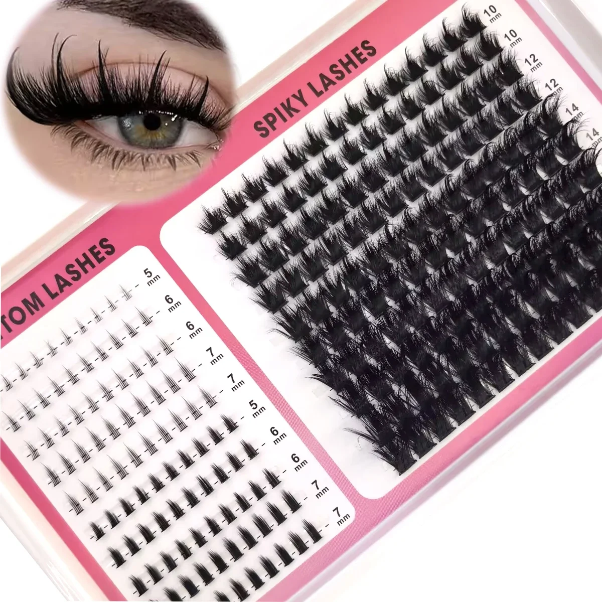 AMSDCN DIY Mink Eyelashes Spikes 60D-300D Lash Clusters Natural Eyelash Clusters Manga Lash Unique Spiky Cluster 10-20mm AtHome