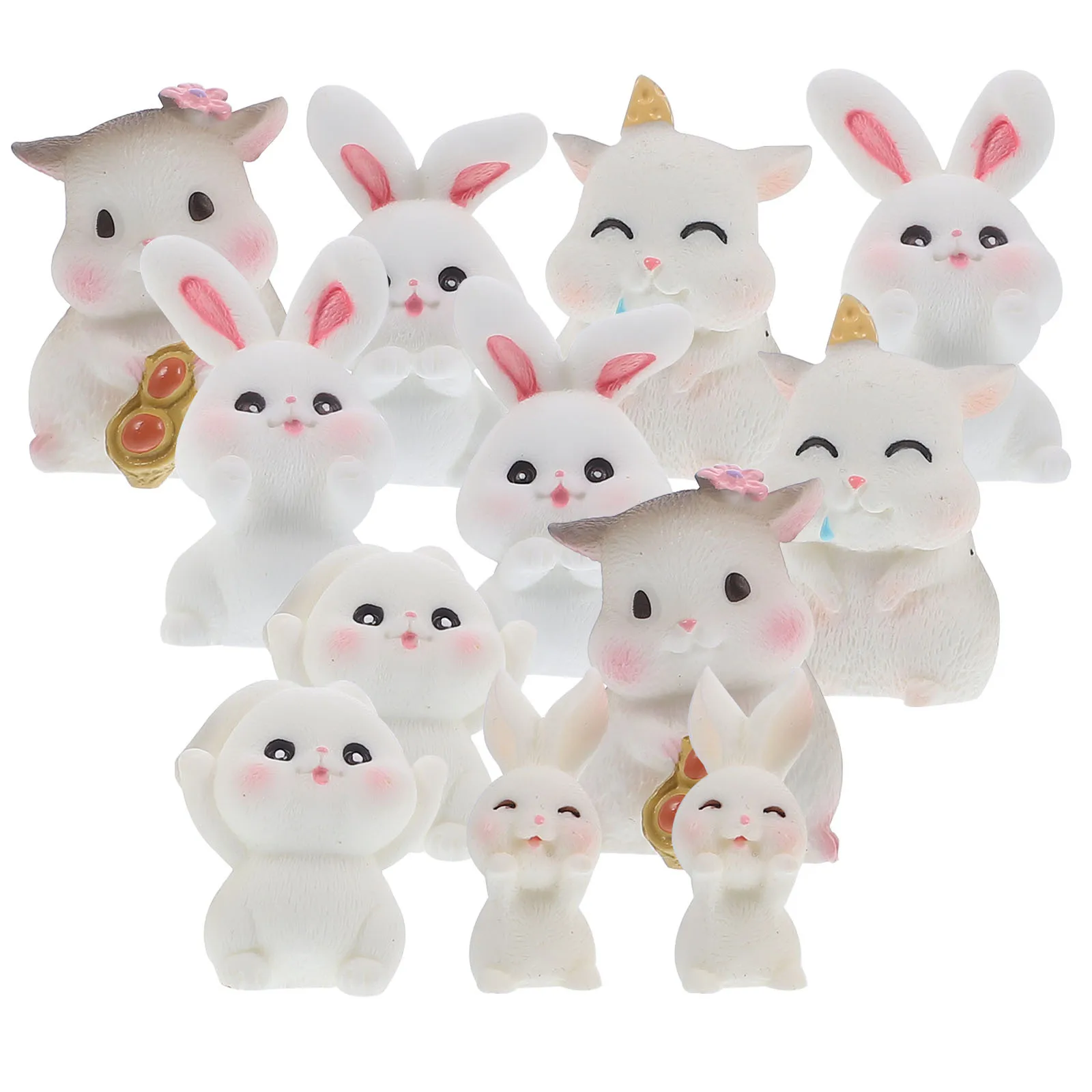 12 Stücke Miniatur Harz Kaninchen Statuen Niedlichen Hasen Form Dekoration Micro Landschaft Garten Ornament Kleine Hause Tisch Schmücken