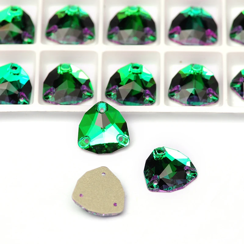 YANRUO 3272 All Sizes Emerald Trilliant Glitter Gems Flat Back Strass Glass Stones Crystal Sewn Rhinestones For Crafts