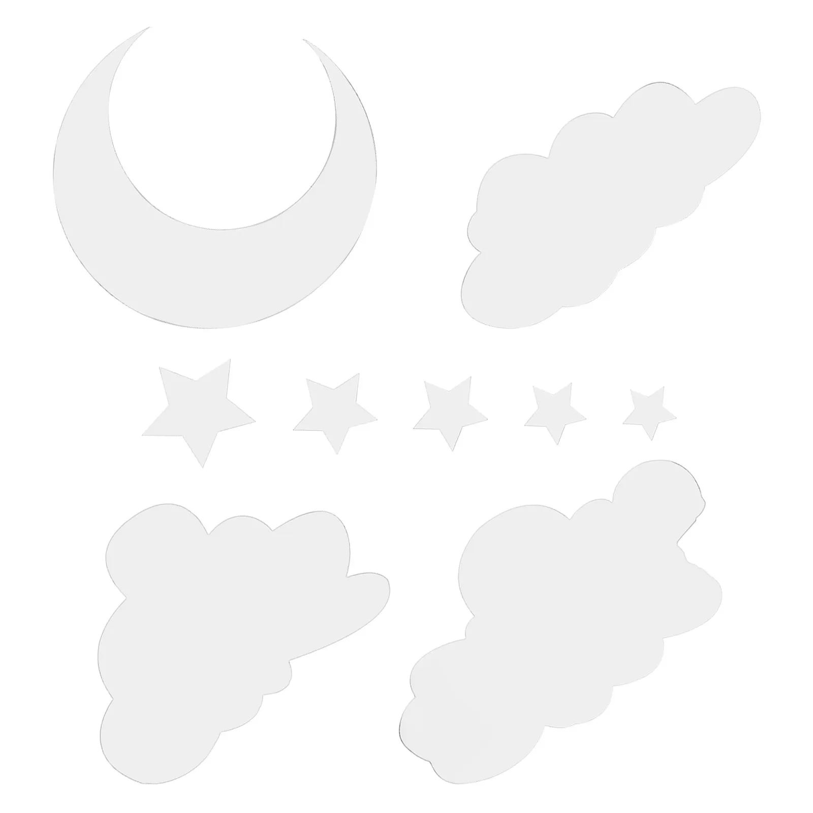 1Set Self Adhesive Acrylic Mirror Wall Stickers Cloud Moon Star Design Reflective Space Expanding Decor for Bedroom Living Room