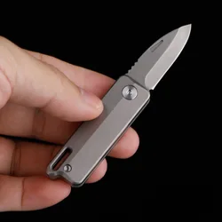 Titanium Alloy Folding Mini Knife EDC Camping Equipment Portable Keychain Pendant Unpacking Express Opening Outdoor Survive Tool