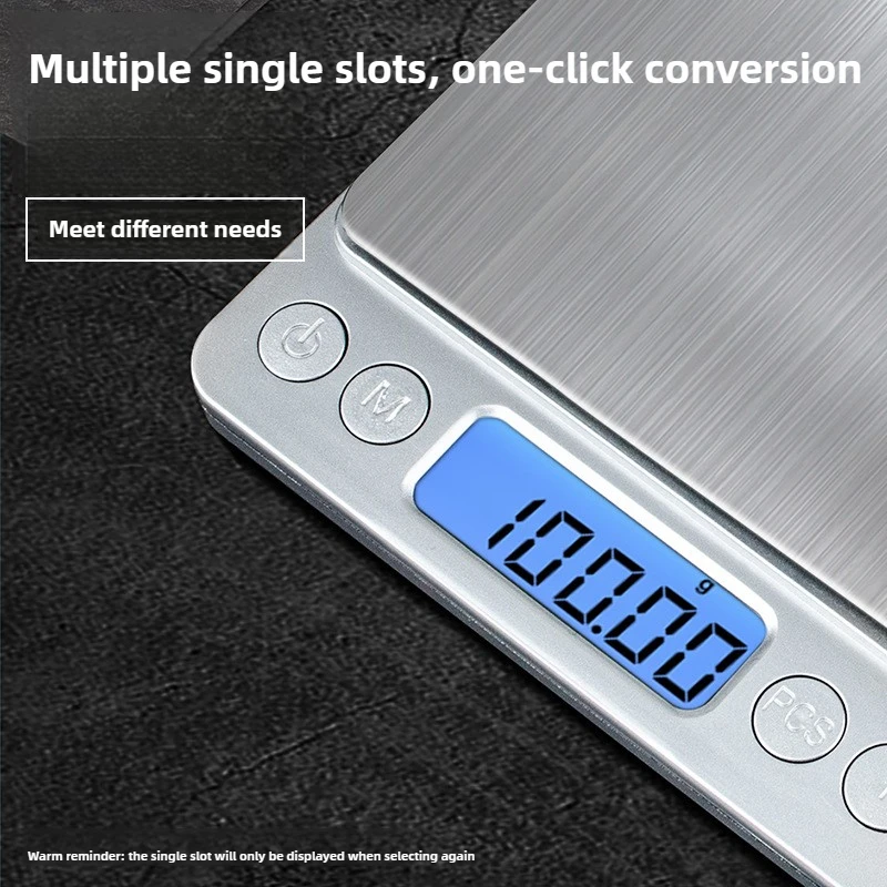 3 kg digitale Küchenwaage – 0,1 g präzise wiederaufladbare Lebensmittelwaage – Edelstahl-Wiegerät zur Koch- und Portionskontrolle