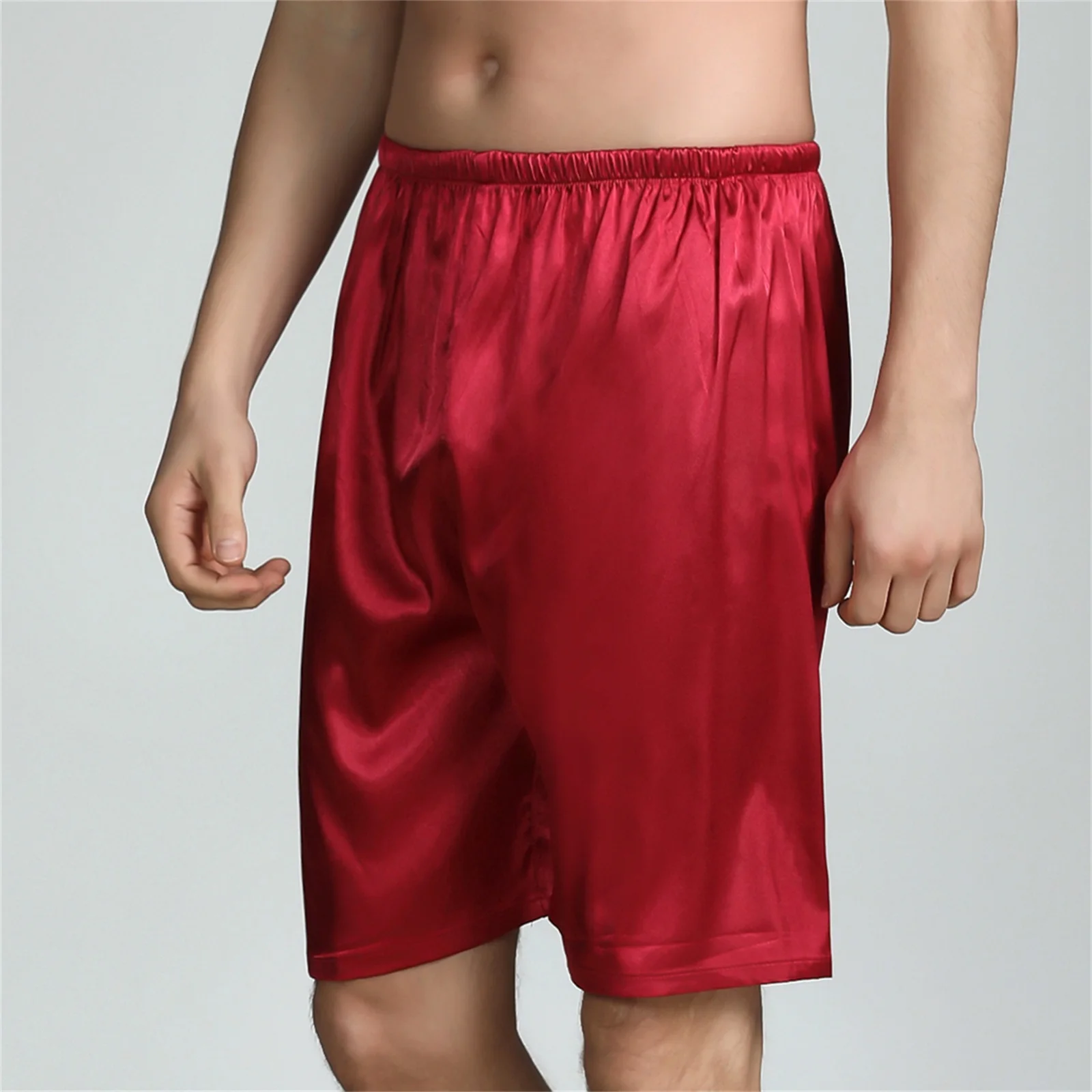 Men Loose Shorts Solid Colors Casual Sports Bottoms Summer Ice Silk Sleepshorts Home Running Pants  Plus size L-7XL image 6