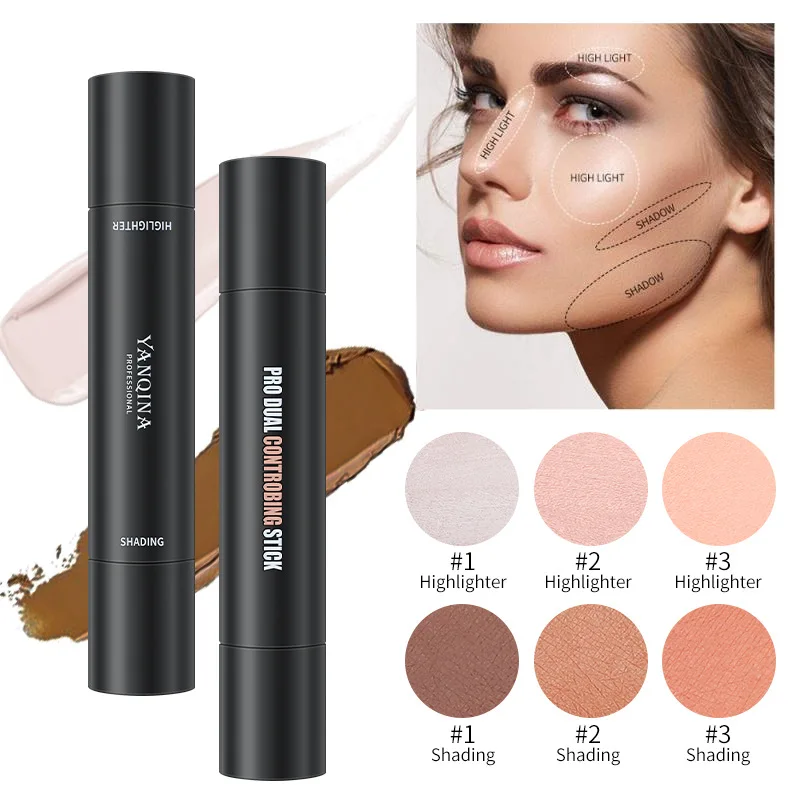 

YANQINA Double Heads Highlight Pen, Three-dimensional ShadowConcealer, V-face Brightening, Natural Highlight, Cosmetic Pencil