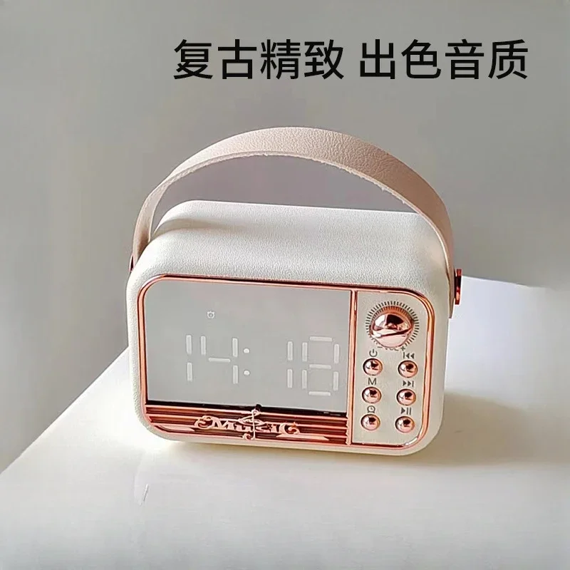 Bluetooth Alarm Clock Speaker S11 New Handheld Retro Style Desktop Alarm Clock European Speaker Pink