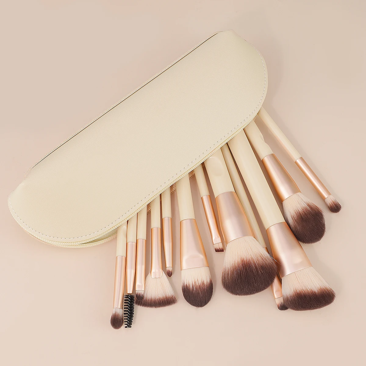 ルースパウダーブラッシュファンデーションアイシャドウ用プレミアムメイクブラシ12本セット - 耐久性のあるハンドルと毛の品質