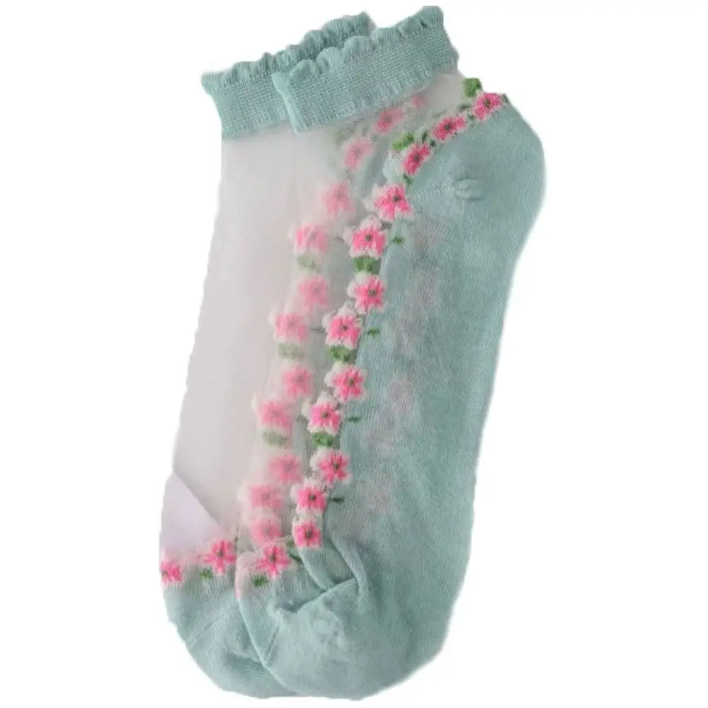 

Высококачественные дышащие шелковые носки из хрустального стекла, шелковые кружевные латические носки, жаккардовые прозрачные короткие носки