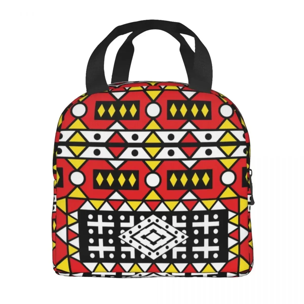 2023 New Custom Kizomba Samakaka Ankara Print Lunch Bag Women Warm Cooler Insulated Lunch Box For Kids School