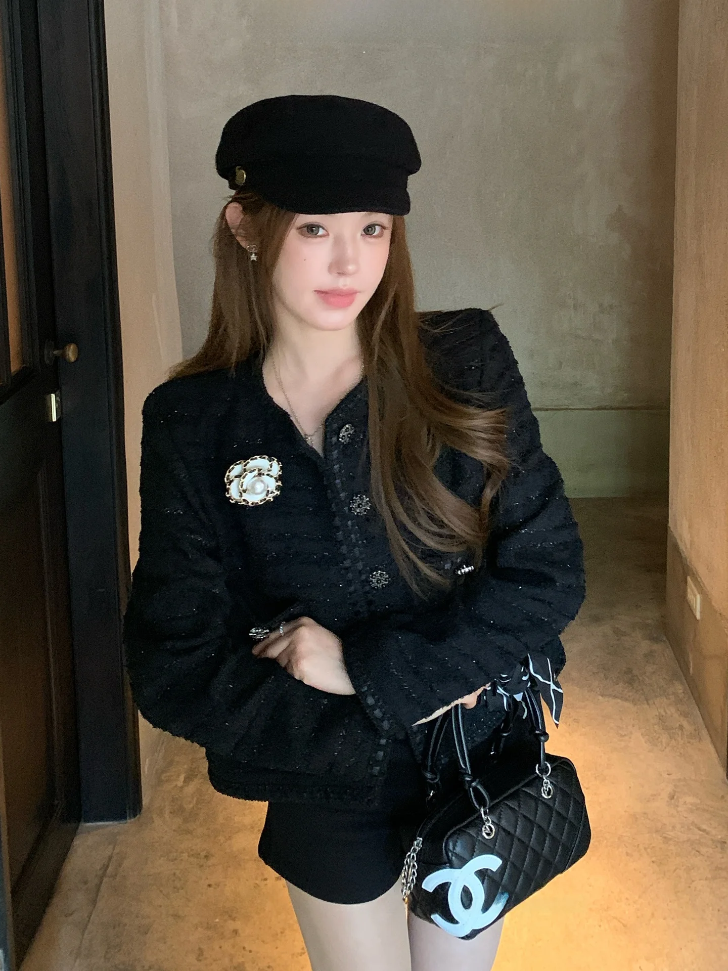 

FanyFloss Luxury Blossom Woven iny Tead Cotton Blend ort Woolen Coat Sli Striped Thiened Knitted Open Cardigan