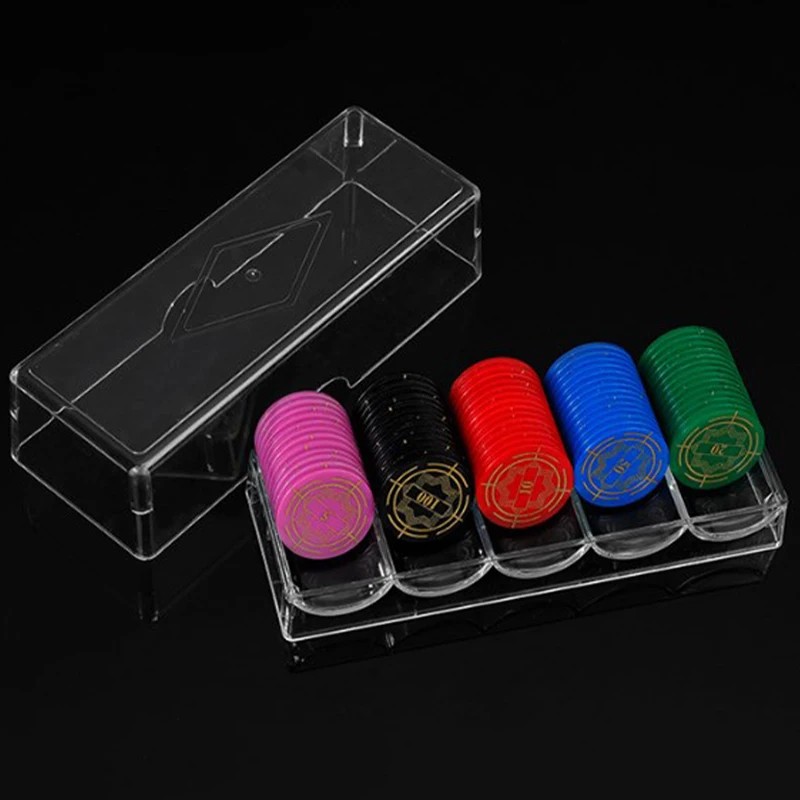 Poker Chips Box Acrylic Fine Chips Transparent Box Casino Gambling Chips Storage Case With Covers Coin Collection Holder Boxes