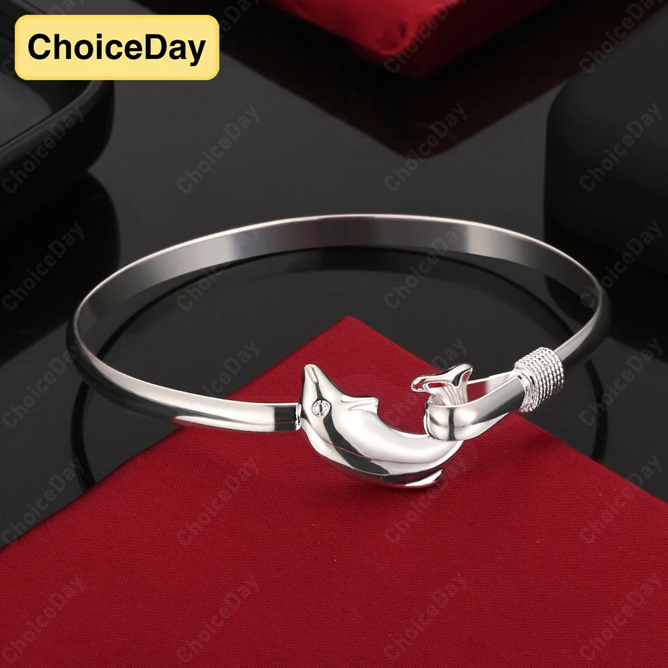 

ChoiceDay 925 Sterling Silver Exquisite Cute Dolphin Bracelet Women Party Jewelry Fashion Charm Gift Accessories
