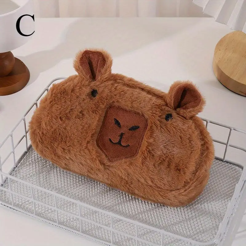 2026 Kapibala Plush Pen Bag Large Capacity Student Stationery Bag Multifunctional Storage Pouch Wallet School Supplies
