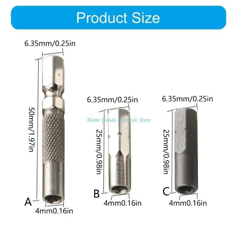 E74E 2pcs от 6,35 мм до 4 мм адаптер отвертки с магнитной гнезда
