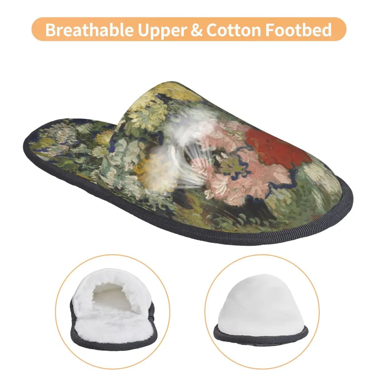 Bouquet Of Flowers In A Vase House Slippers Women Comfy Memory Foam Vincent Van Gogh Painting Slip On Bedroom Slipper Shoes