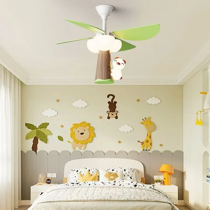 Eye friendly modern cute room light, bedroom cartoon fan light