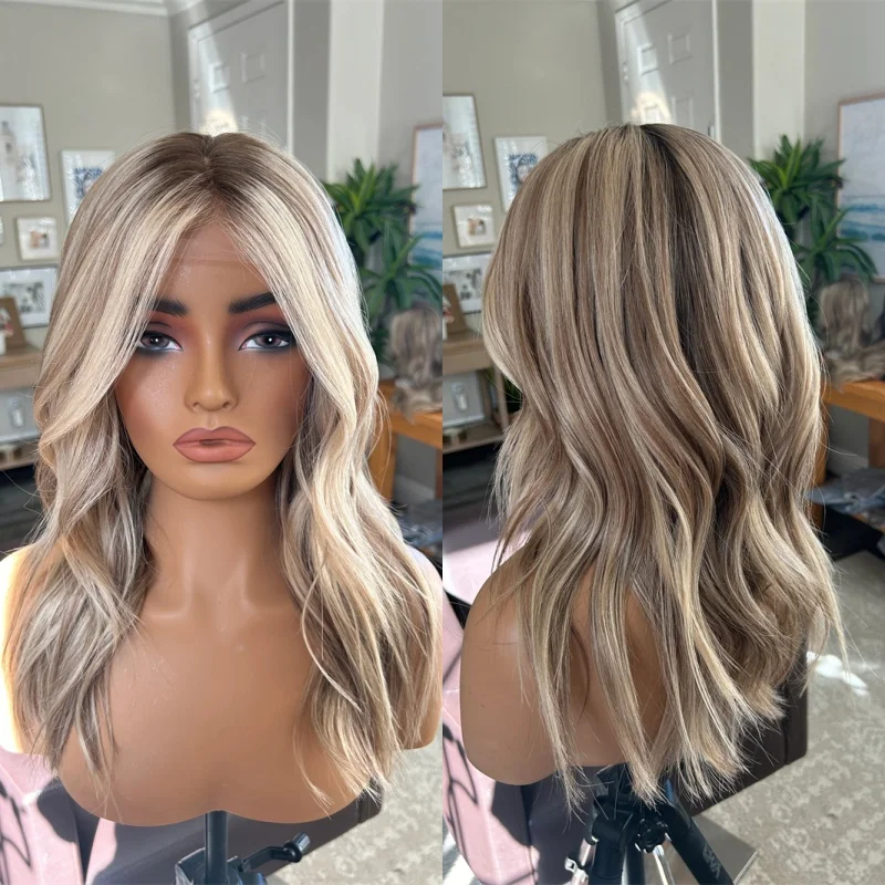 

Высококачественный термостойкий синтетический парик из волокна с эффектом омбре (блонд-коричневый), HD-парик с кружевной передней частью, с натуральной предварительно проработанной линией роста волос, без клея