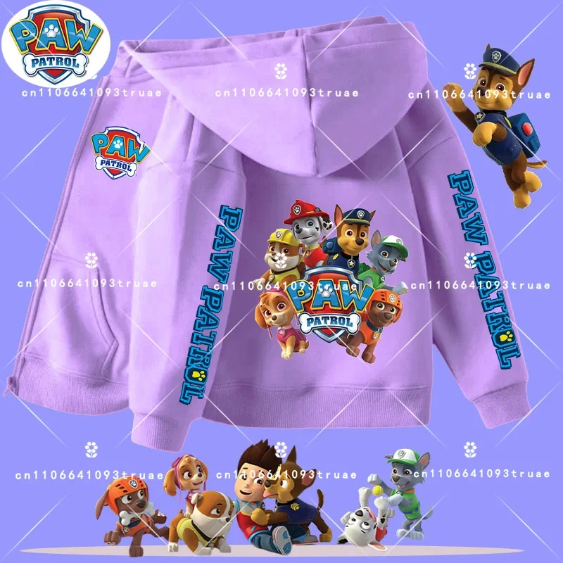 2026 New PAW Patrol Children's Zippered Hooded Sweatshirt for Boys, Girls, Casual Shirt, Spring-Autumn Coat, Casual Jacket