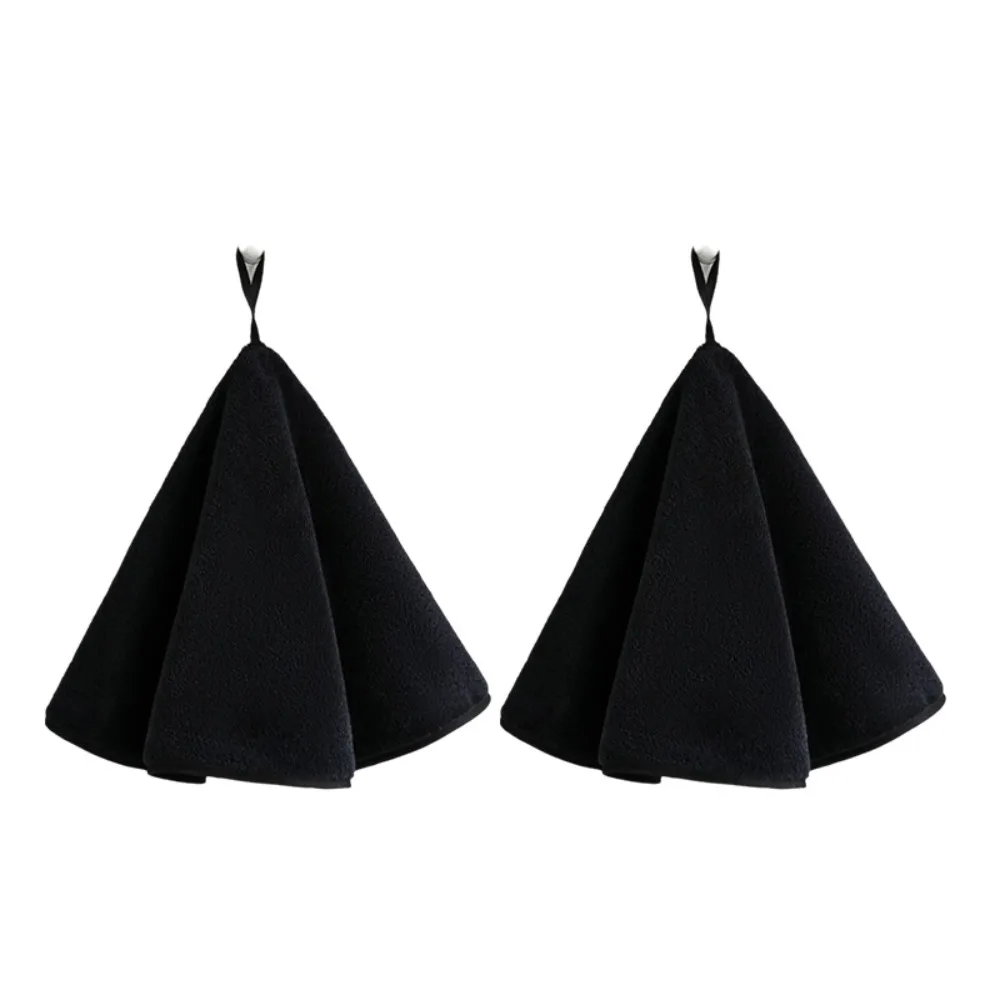 

2PCS Morden Super Absorbent Round Kitchen Towel Hanging Larg Size Bath Towel Coral Fleece Soft Cleaning Cloth Adult