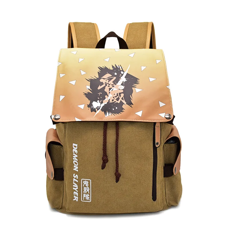 Demon Slayer Anime Cartoon Canvas Backpack Kimetsu No Yaiba Nezuko Tanjirou Zenitsu Giyuu Printing Laptop Schoolbag Birthday Bag