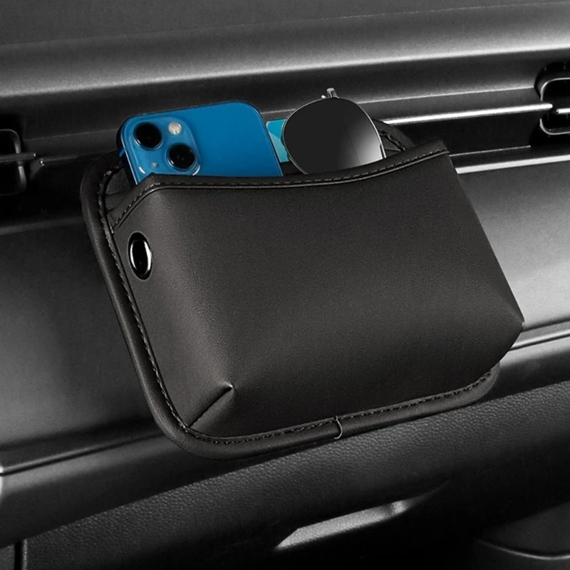 M76E 2-teilige Auto-Aufbewahrungstasche, Selbstklebende Fahrzeugtasche mit Netzfach für die Aufbewahrung auf der Rückenlehne und in der Konsole – Detail 1