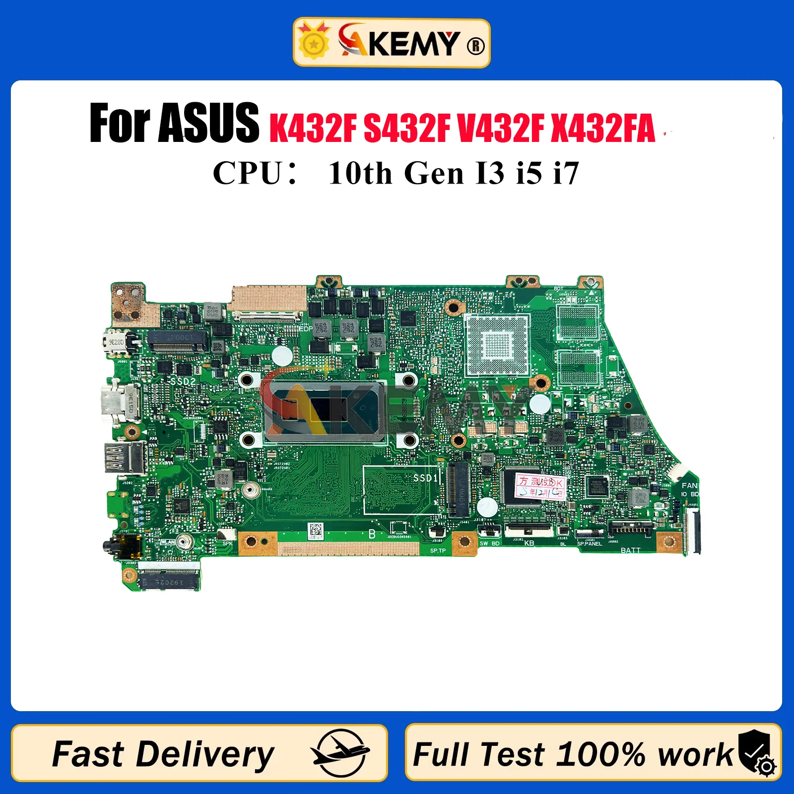 

X432FA Материнская плата для ноутбука ASUS VivoBook X432F K432F S432F V432F X432FA X432FL X432FAC X432FLC Материнская плата с 10-го поколения I3 i5 i7