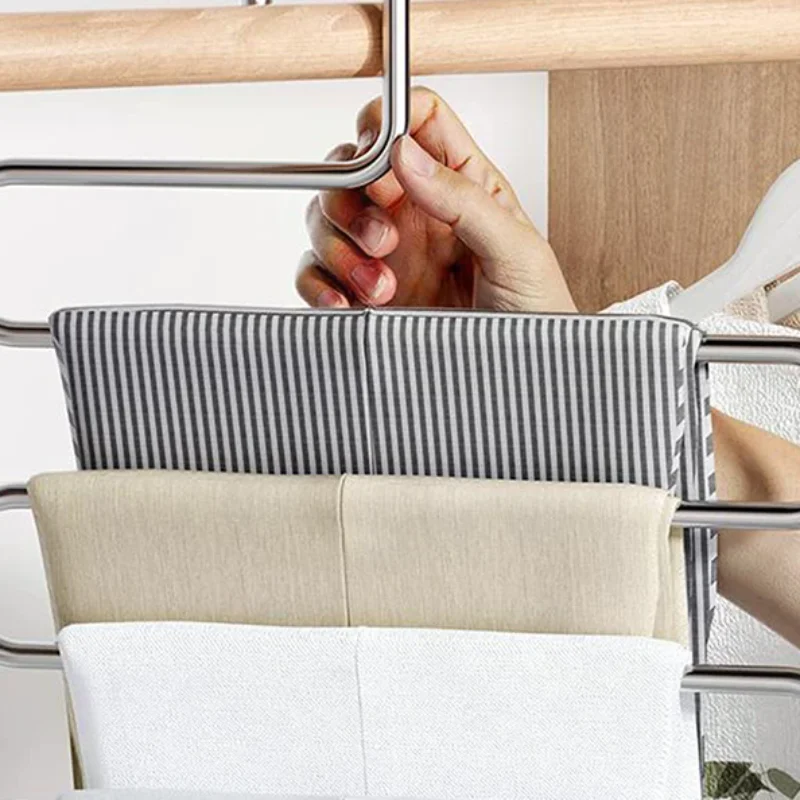 5 Layers Multi-functional Clothes Hangers Non-slip Pant Storage Rack Cloth Rack With Multiple Functions For Hanging And Storage