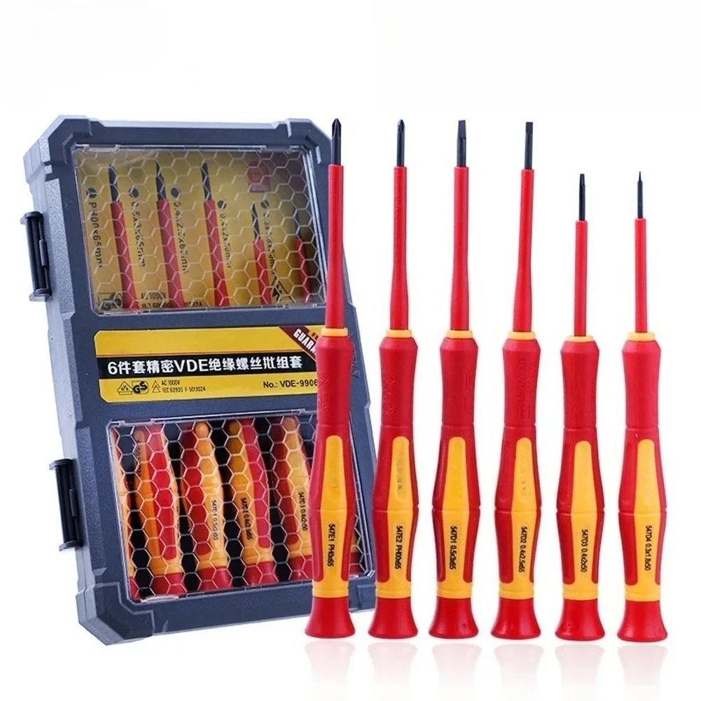 

Electrician Repair Tool 6 In1 Precision Screwdriver Bit 1000V Insulated Phillips Slotted Screw Driver Magnetic Multifunctional