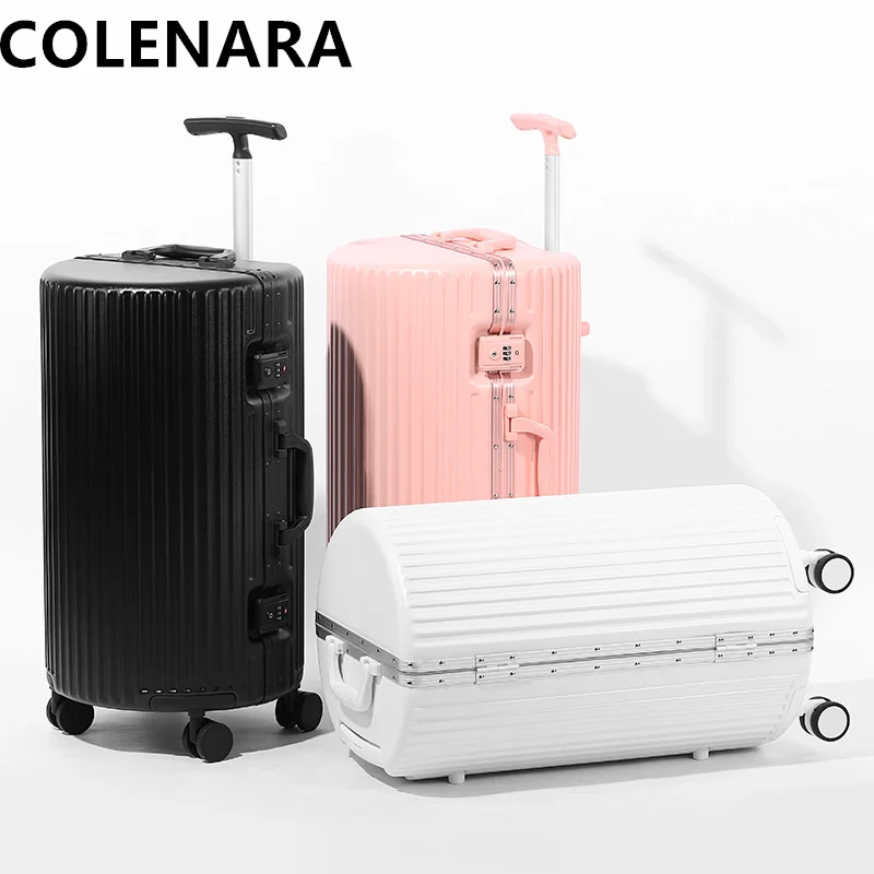 COLENARA Anti-scratch Suitcase ABS + PC Anti-drop Aluminum Frame Boarding Box Women\'s Password Box 20\