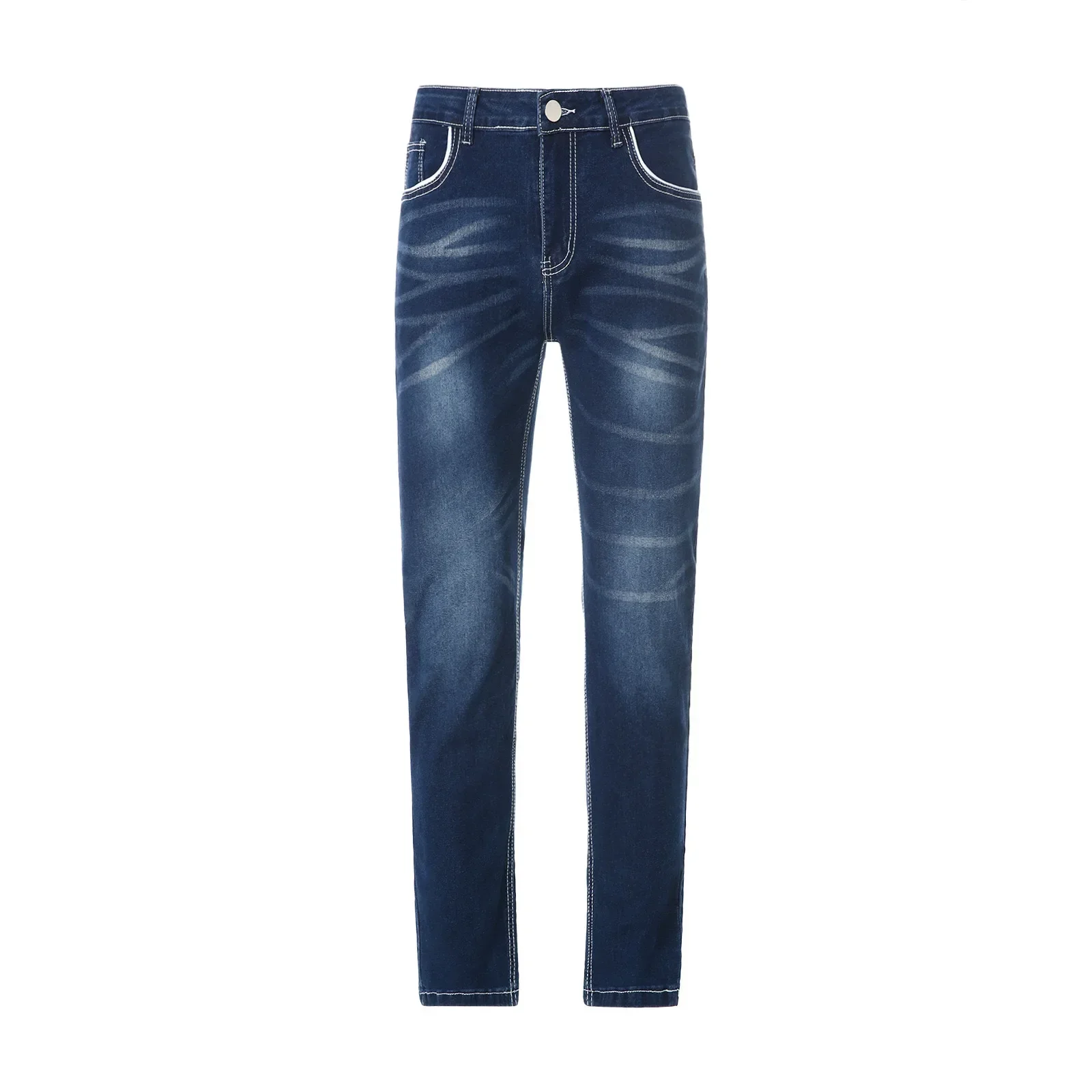 Jeans crayon taille moyenne pour hommes, pantalons de base en denim, longueur de rinçage, coupe couvertes, streetwear décontracté vintage, DistMurcia Denims