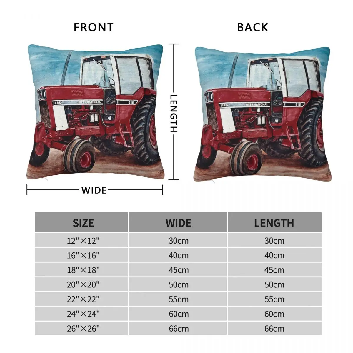 1486 International Tractor Square Pillowcase Polyester Linen Velvet Printed Zip Decorative Pillow Case Home Cushion Cover