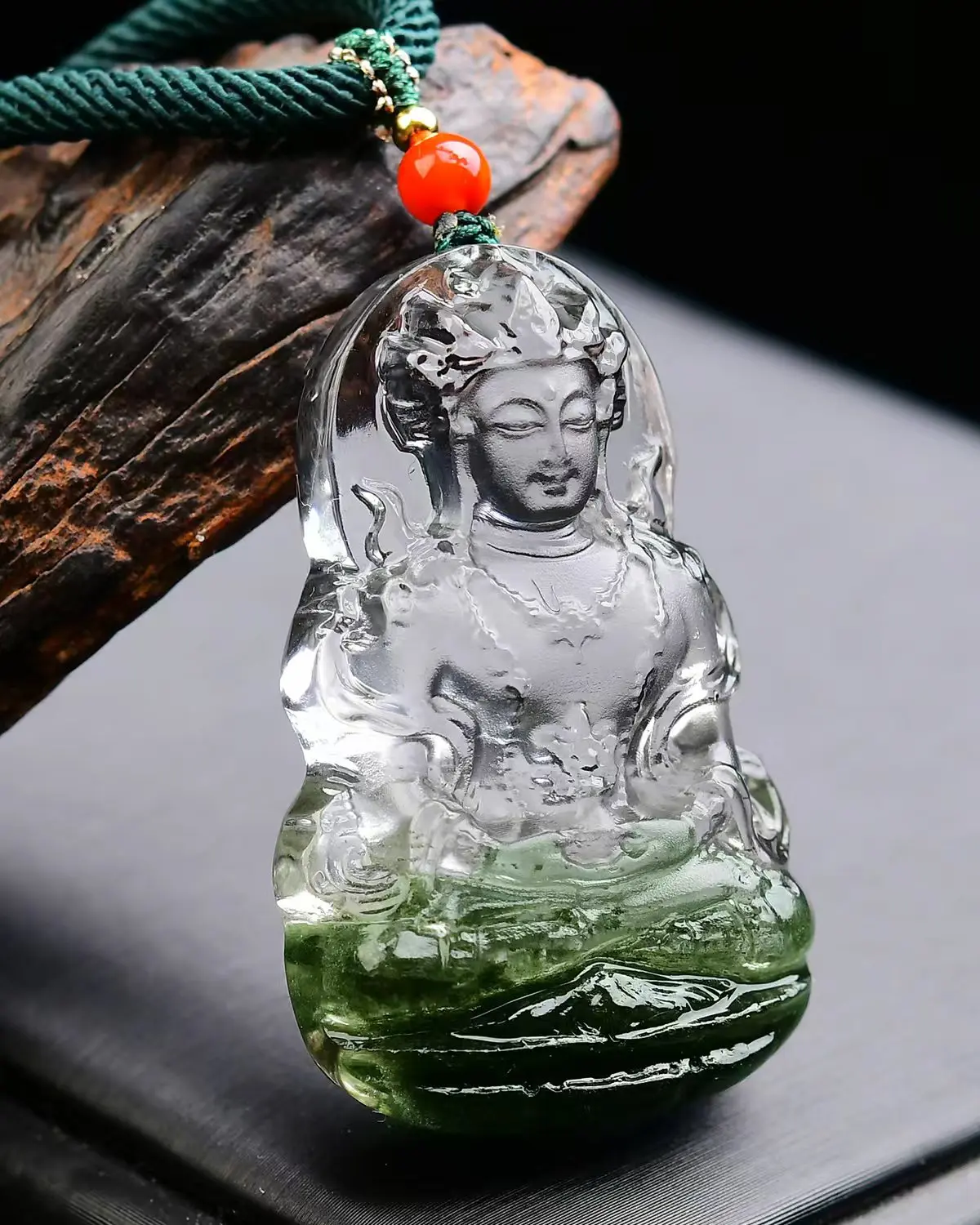 

Натуральный Зеленый Фантомный Кварц Кулон Ювелирные Изделия Гуаньинь Женщины Мужчины 42*26*13 мм Ожерелье Капля Воды Фантом Редкий Сад AAAAAA