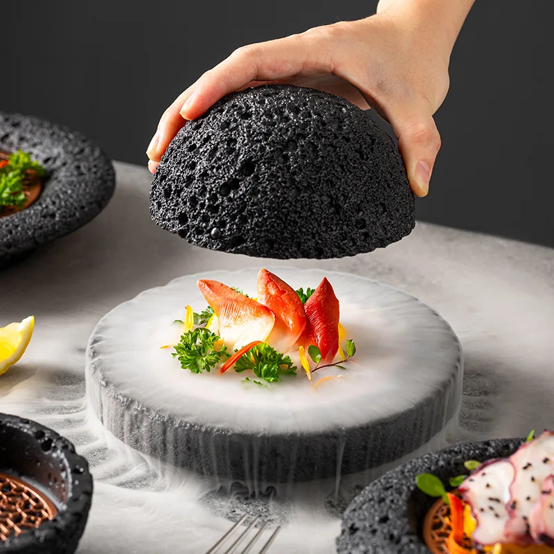 

Creative Special Irregular Dinner Plate Dry Ice Smoke Cooking Plate Hotel Restaurant Tableware Kitchen Sushi Sashimi Plate