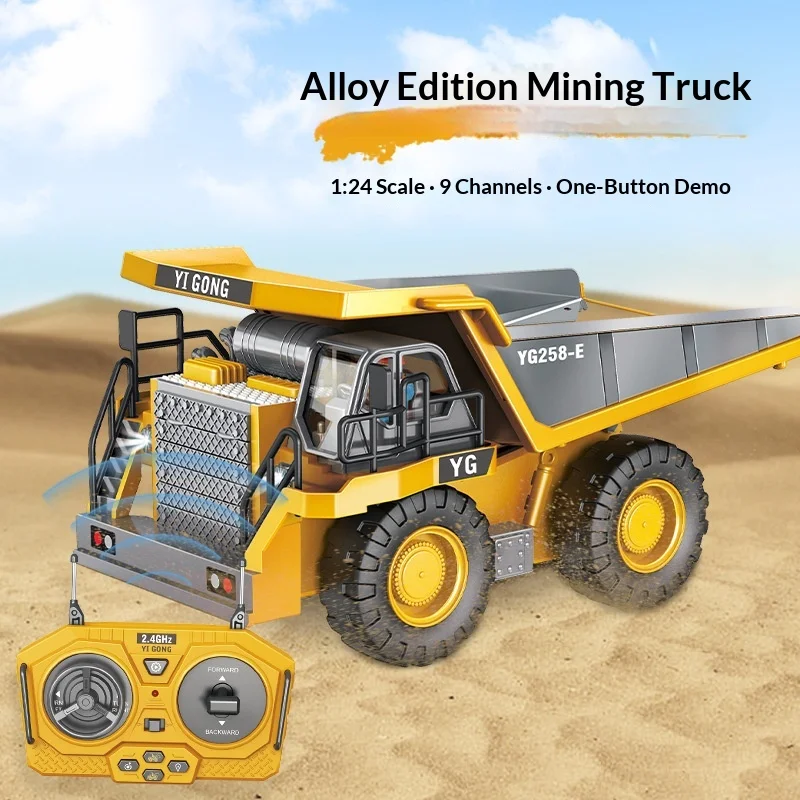 Yigong Remote Control Dump Truck 9 Channel Alloy Rc Engineering Vehicle Off Road Electric Mining Car For Indoor Outdoor Play