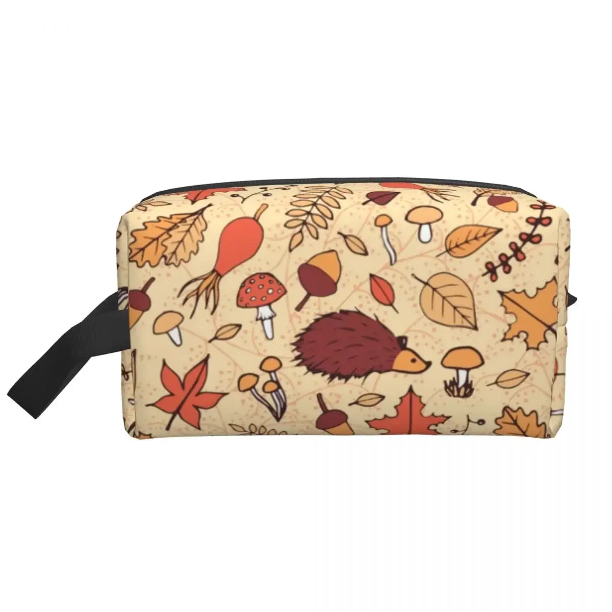 Fashion Cute Fall Hedgehog Travel Toiletry Bag Women Animal Makeup Cosmetic Organizer Beauty Storage Dopp Kit