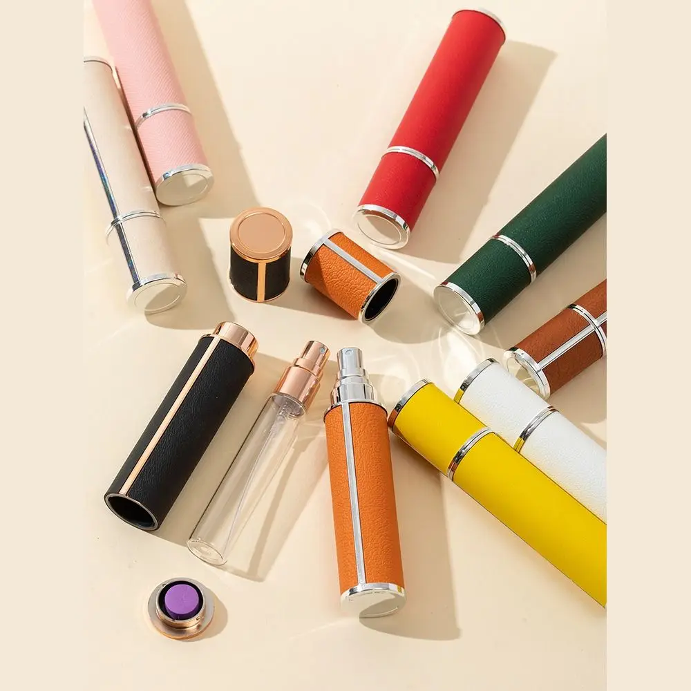 Butelka na perfumy z ekoskóry PU, 10 ml, szczelna, kosmetyczny pojemnik wielokrotnego użytku, pusty atomizer do perfum dla kobiet.