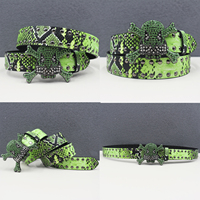 Snake pattern rivet Punk Belt Fashion Personality Trend  Jeans Accessories Skull Metal Buckle Pu Girdle Retro Y2k Waistband