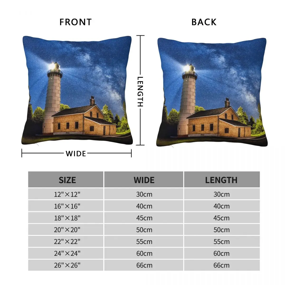 Cana Island Lighthouse Milky Way Square Pillowcase Polyester Linen Velvet Creative Zip Decorative Pillow Case Bed Cushion Cover