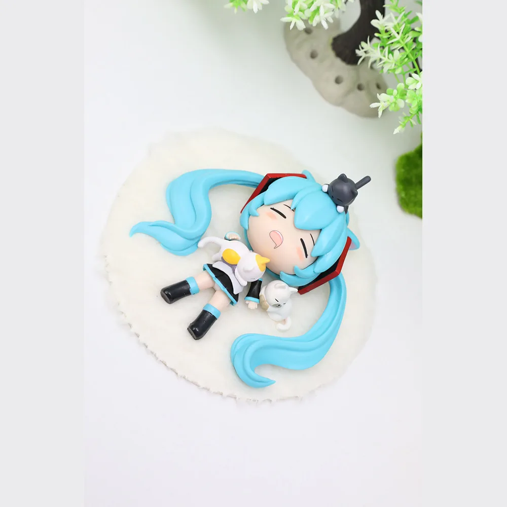 12 センチメートル初音ミク Qversion 睡眠姿勢アニメ手作りアクションフィギュアデスクトップケース装飾飾りギフト