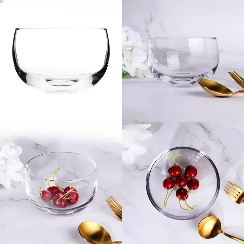 for  Hand Blown Transparent Crystal Glass Bowl High Quality Tableware Round Bowl