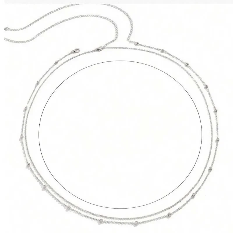 Moda metal dupla camada contas correntes de barriga para mulheres simples cor ouro cintura corpo corrente praia festa jewlery acessórios