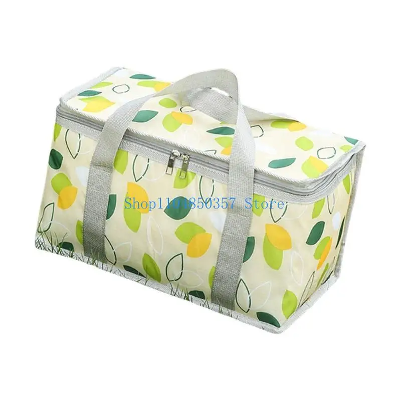 652F Insulated Bag with Zippers Top Reusable Beach Coolers Bag Large Capacity Insulated Camping Coolers Storage Bag