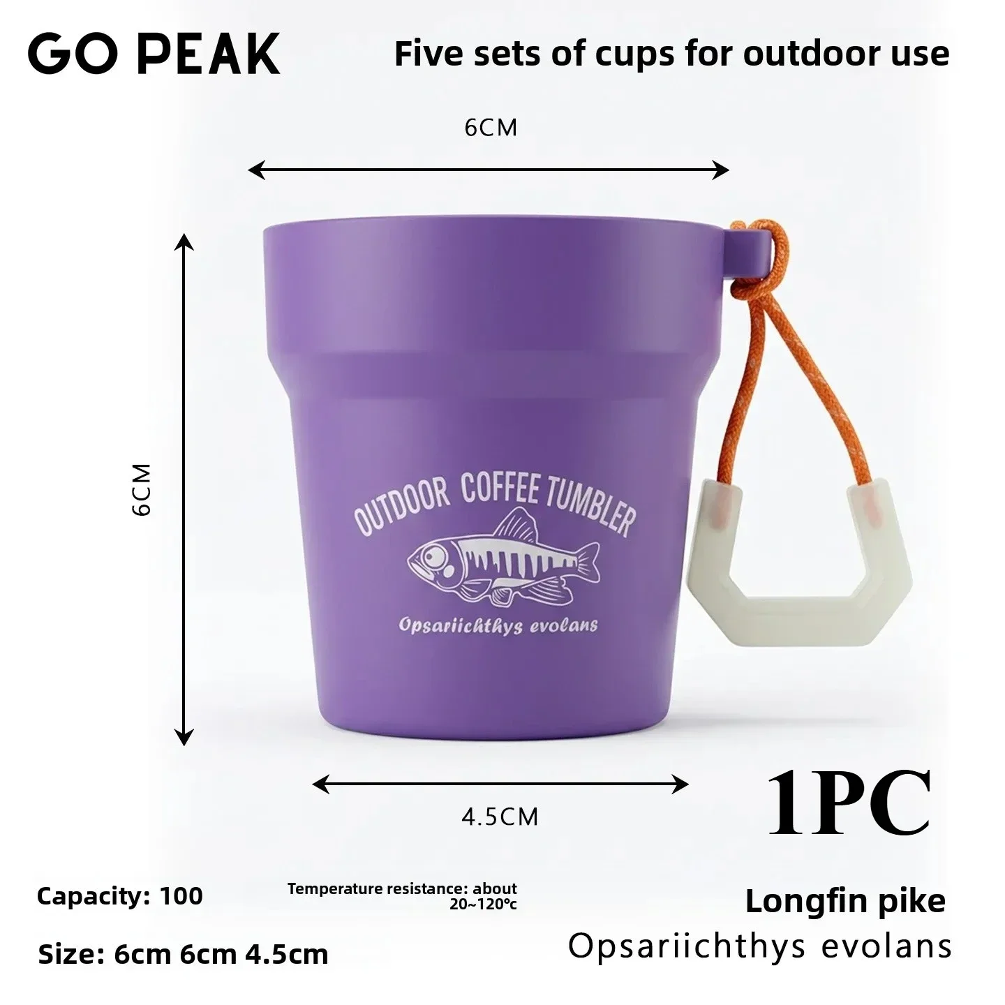 GO PEAK 5PCS Ultralight Camping Cup Set Portable Travel Coffee Mugs for Backpacking Hiking with Storage Bag and Hanging Buckle view 3