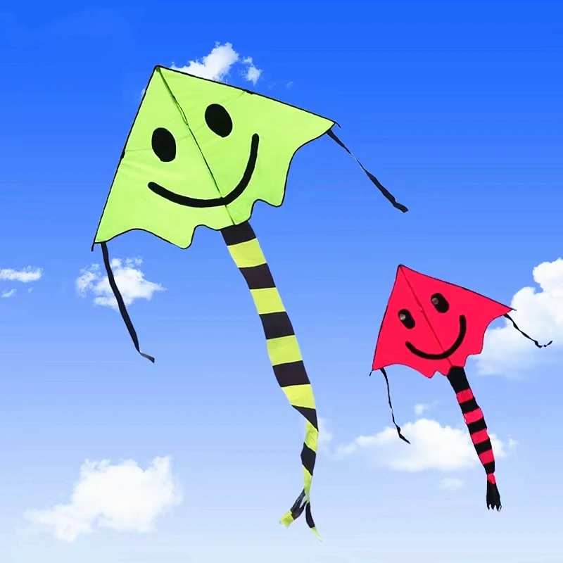 Grande rosto sorridente pipas voando crianças pipas carretel brinquedos ao ar livre ripstop tecido de náilon asa de pipa linha enrolamento jouer fácil barra de pipa